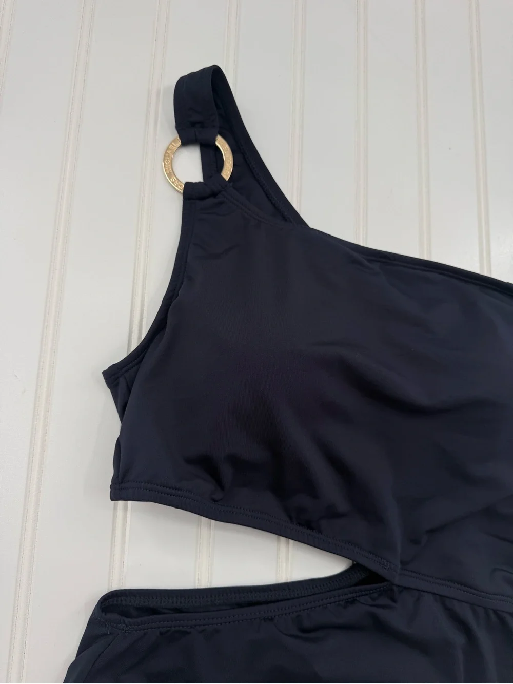 NWOT Michael Kors Navy Blue One Shoulder O-Ring Cut-Out One Piece Swimsuit 10 - Picture 6 of 10
